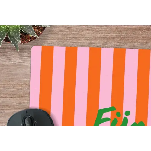 Patroon - Oranje - Fijn - Strepen muismat rubber klein -closeup