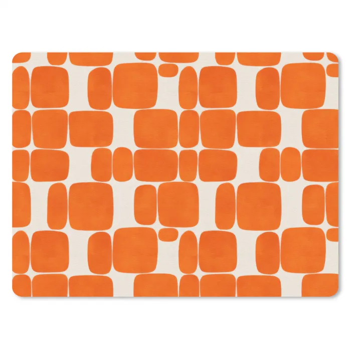 Patroon - Retro - Oranje muismat rubber klein 262 -3d