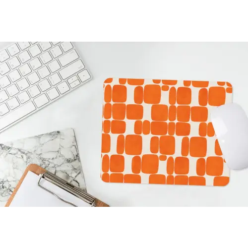Patroon - Retro - Oranje muismat rubber klein 262 -witbureau
