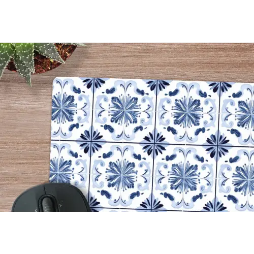 Patroon - Tegel - Blauw muismat rubber klein 262 -closeup