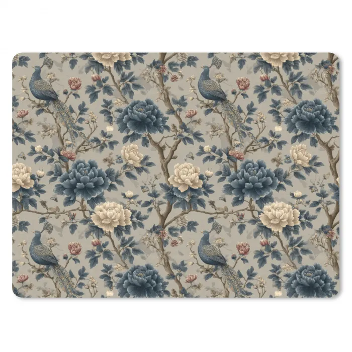 Pauw - Bloemen - Blauw muismat rubber klein 262 -3d
