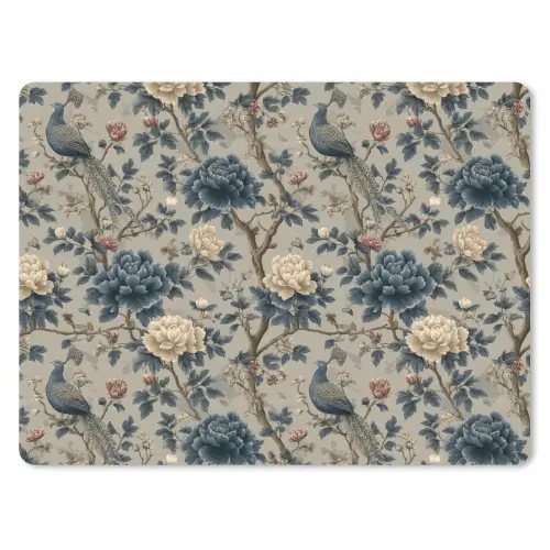 Pauw - Bloemen - Blauw muismat rubber klein 262 -3d