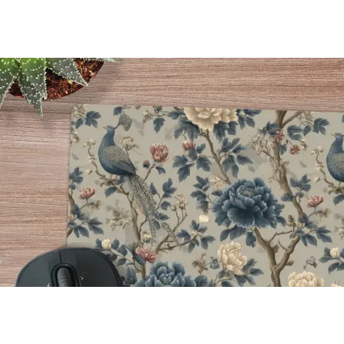 Pauw - Bloemen - Blauw muismat rubber klein 262 -closeup