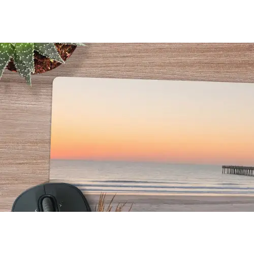 Pier - Zonsondergang - Strand muismat rubber klein -closeup