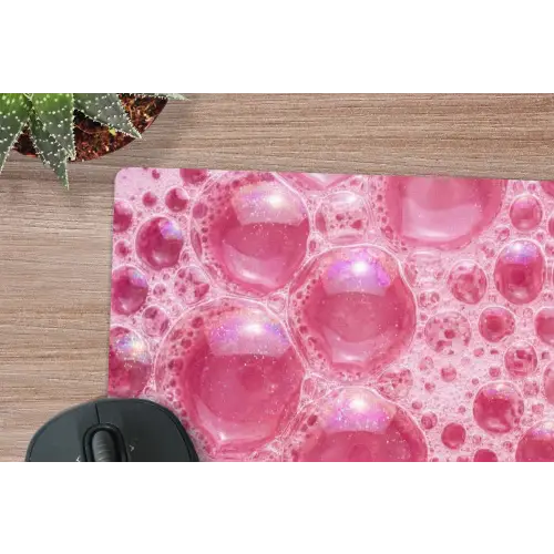 Roze - Schuim - Bubbels muismat rubber klein -closeup