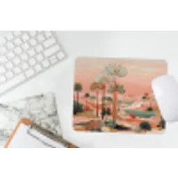 Roze landschap - Palmen - Water muismat rubber klein -witbureau