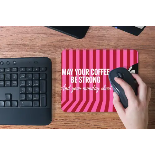 Roze - Strepen - Koffie - Maandag muismat rubber klein -toetsenbord