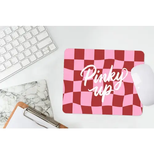 Pinky up - Geblokt - Bordeauxrood muismat rubber klein -witbureau