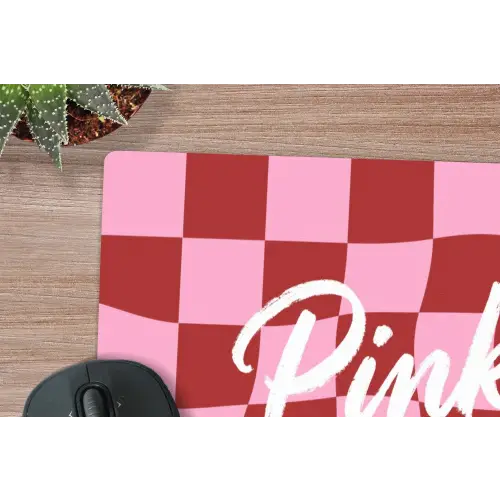 Pinky up - Geblokt - Bordeauxrood muismat rubber klein -closeup