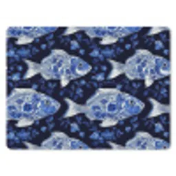 Vissen - Bloemen - Blauw muismat rubber klein 262 -3d