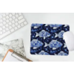 Vissen - Bloemen - Blauw muismat rubber klein 262 -witbureau