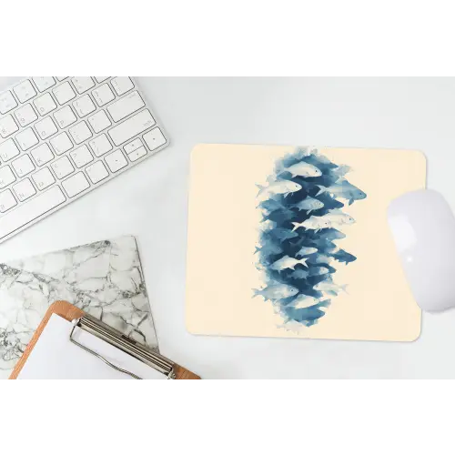 Vissen - Minimalistisch - Blauw muismat rubber klein -witbureau
