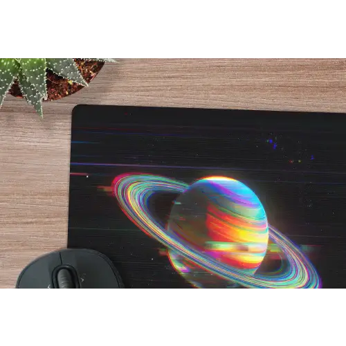 Planeet - Cirkel - Kleurrijk muismat rubber klein -closeup