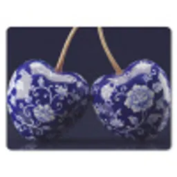 Porselein- Kersen - Delfts - Blauw muismat rubber klein -3d