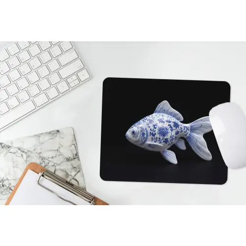 Porselein - Goudvis - Delfts - Blauw muismat rubber klein -witbureau
