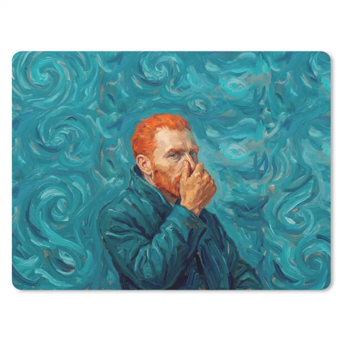 Portret - Klassiek - Blauw muismat rubber klein -3d