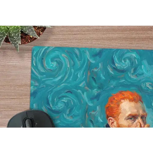 Portret - Klassiek - Blauw muismat rubber klein -closeup