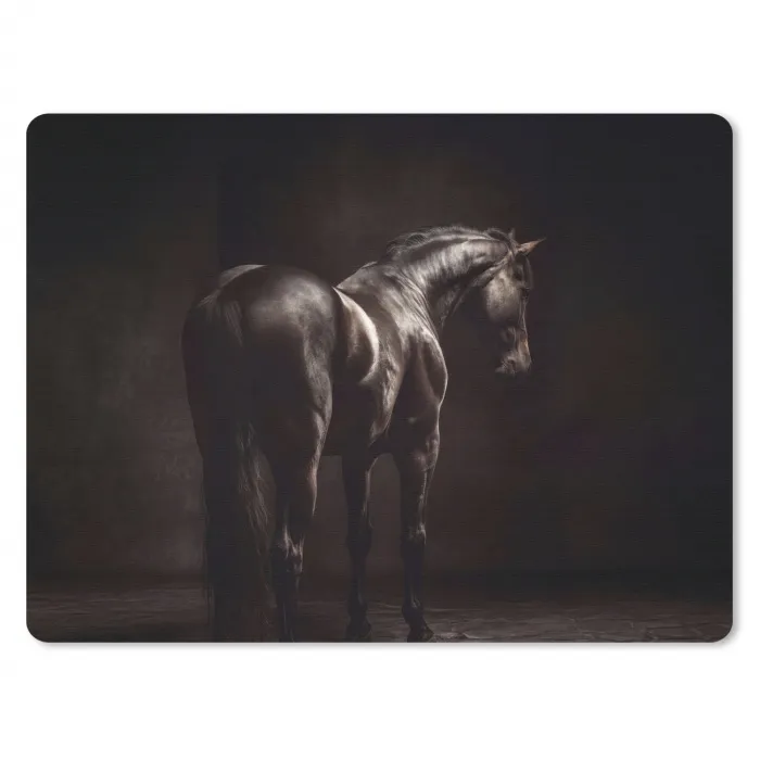Krachtig - Paard - Donker muismat rubber klein -3d