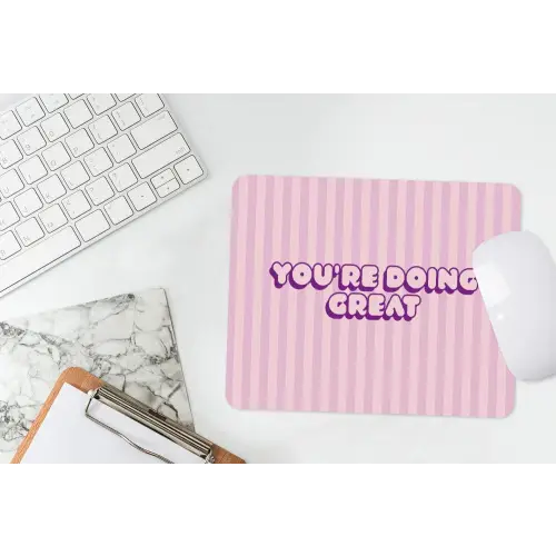 Paars - Strepen - You're doing great - Schaduw muismat rubber klein -witbureau
