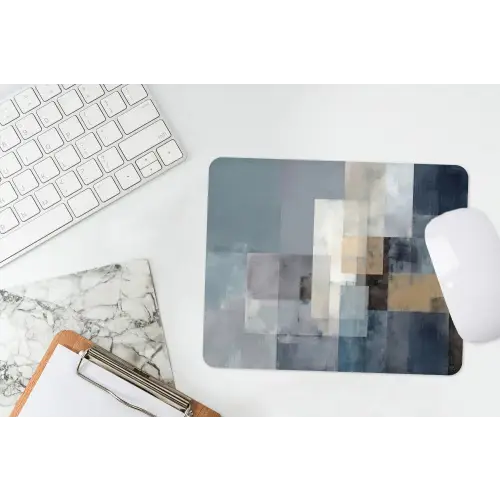Rechthoeken - Abstract - Blauw muismat rubber klein -witbureau