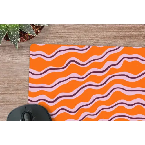 Retro - Golvend - Oranje muismat rubber klein 262 -closeup