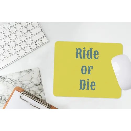 Ride or die - Geel - Blauw muismat rubber klein -witbureau