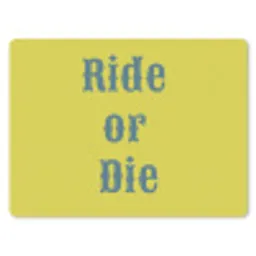 Ride or die - Geel - Blauw muismat rubber klein -3d