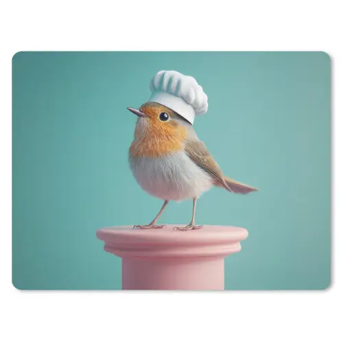 Roodborstje - Vogel - Koksmuts - Sokkel muismat rubber klein -3d