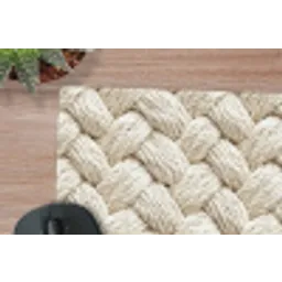 Touw - Gebreid - Beige muismat rubber klein 262 -closeup