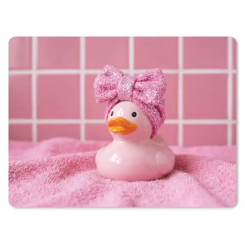 Badeend -Strik - Roze muismat rubber klein -3d