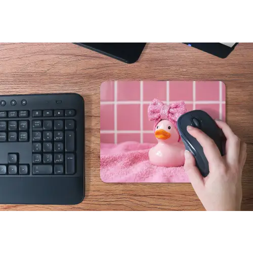 Badeend -Strik - Roze muismat rubber klein -toetsenbord
