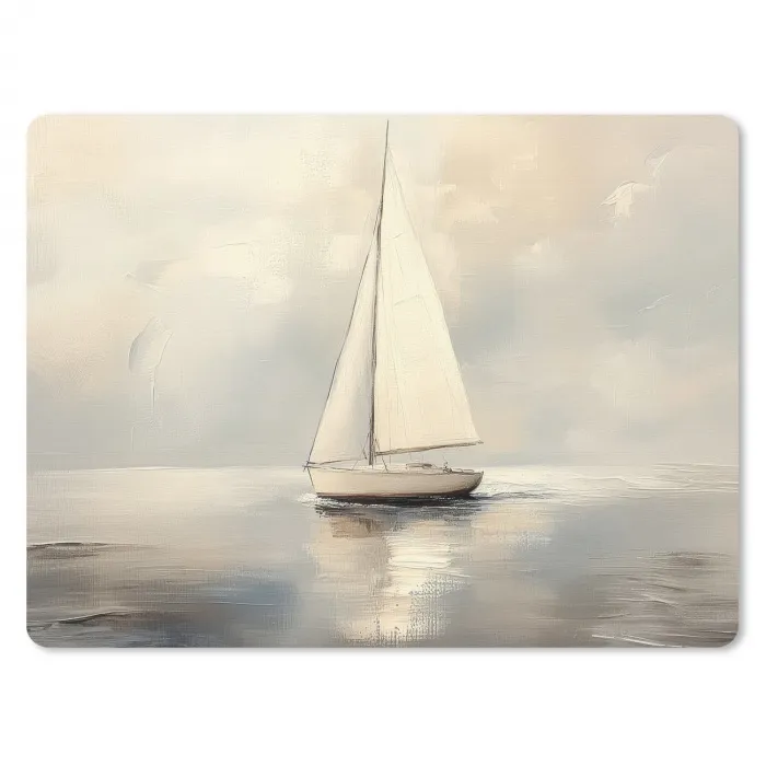 Zeilschip - Zee - Bewolkt muismat rubber klein -3d