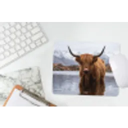 Schotse hooglander - Bruin - Water muismat rubber klein -witbureau