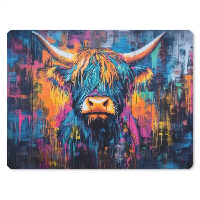 Schotse Hooglander - Abstract - Kleurrijk muismat rubber klein -3d