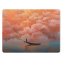 Zee - Boot - Wolken - Oranje muismat rubber klein -3d
