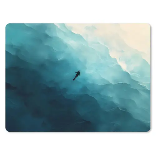 Zee - Silhouet - Abstract - Blauw muismat rubber klein -3d
