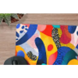 Vormen - Abstract - Stippels - Blauw muismat rubber klein -closeup