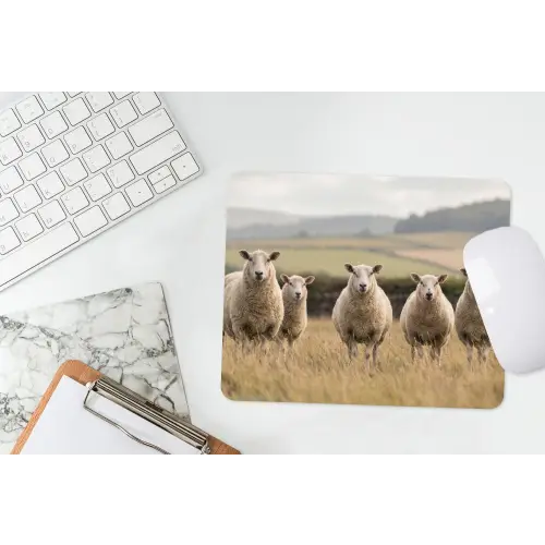 Schapen - Weidenlandschap - Heuvels muismat rubber klein -witbureau