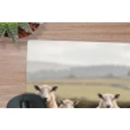 Schapen - Weidenlandschap - Heuvels muismat rubber klein -closeup