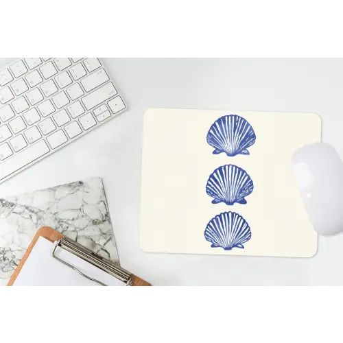 Schelpen - Blauw - Patroon muismat rubber klein -witbureau
