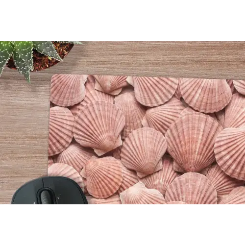 Schelpen - Patroon - Roze muismat rubber klein -closeup