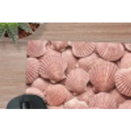 Schelpen - Patroon - Roze muismat rubber klein -closeup