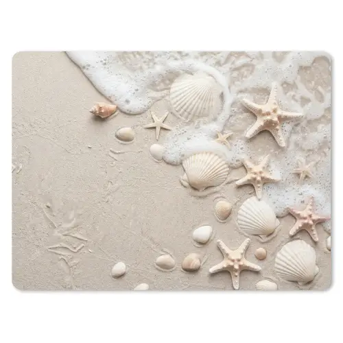 Schelpen - Zeesterren - Strand muismat rubber klein -3d