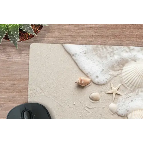 Schelpen - Zeesterren - Strand muismat rubber klein -closeup