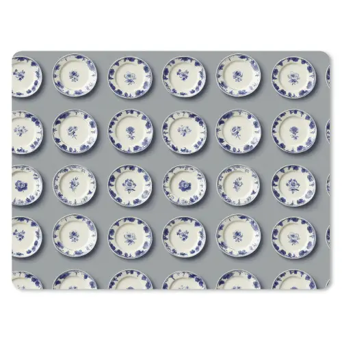 Borden - Bloemen - Blauw - Wit muismat rubber klein 262 -3d
