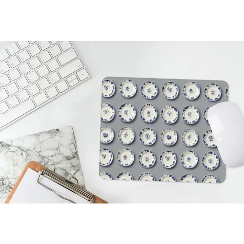 Borden - Bloemen - Blauw - Wit muismat rubber klein 262 -witbureau