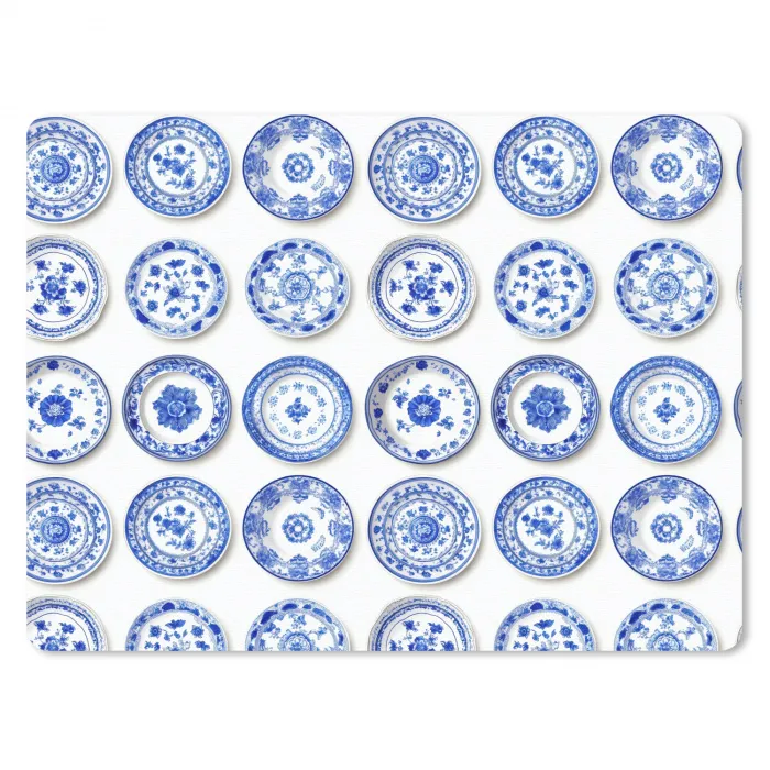 Borden - Bloemen - Patroon - Blauw muismat rubber klein 262 -3d