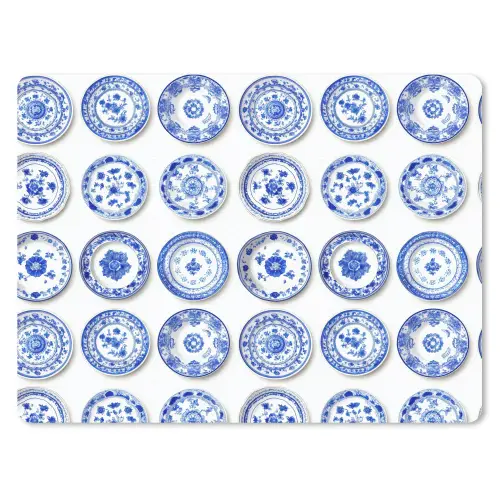 Borden - Bloemen - Patroon - Blauw muismat rubber klein 262 -3d