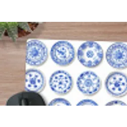 Borden - Bloemen - Patroon - Blauw muismat rubber klein 262 -closeup