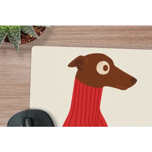 Silhouet - Hond - Trui - Rood muismat rubber klein -closeup